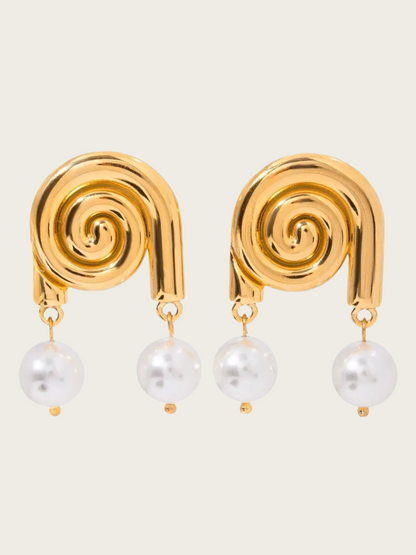 Crimson Stainless Pearl Earrings