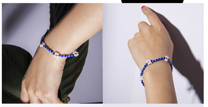 Personalized Colorful Beaded Necklace Creative Rice Bead Woven Flower Geometric Necklace Bracelet Anklet