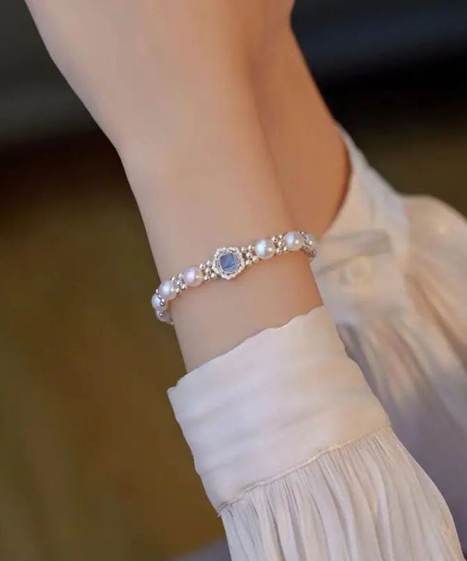 New Sterling Silver Pearl Crystal Bracelet