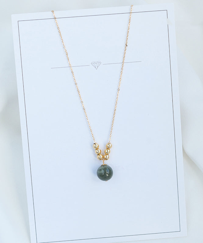 Classy Gold 14k Gold Crystal Pendant Necklace