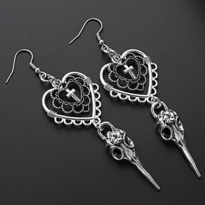 Witche's Heart Gothic Earrings
