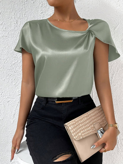Leasa - Forward Shoulder Accent Blouse