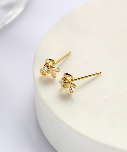 Diy Gold Silver Overgild Bow Stud Earrings