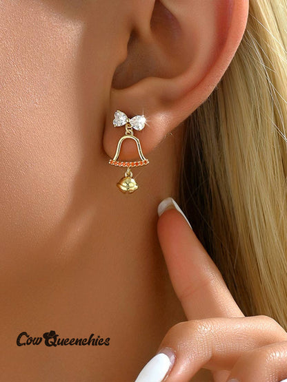 Bows Christmas Bell Earrings
