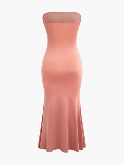 Embroidered Strapless Maxi Dress