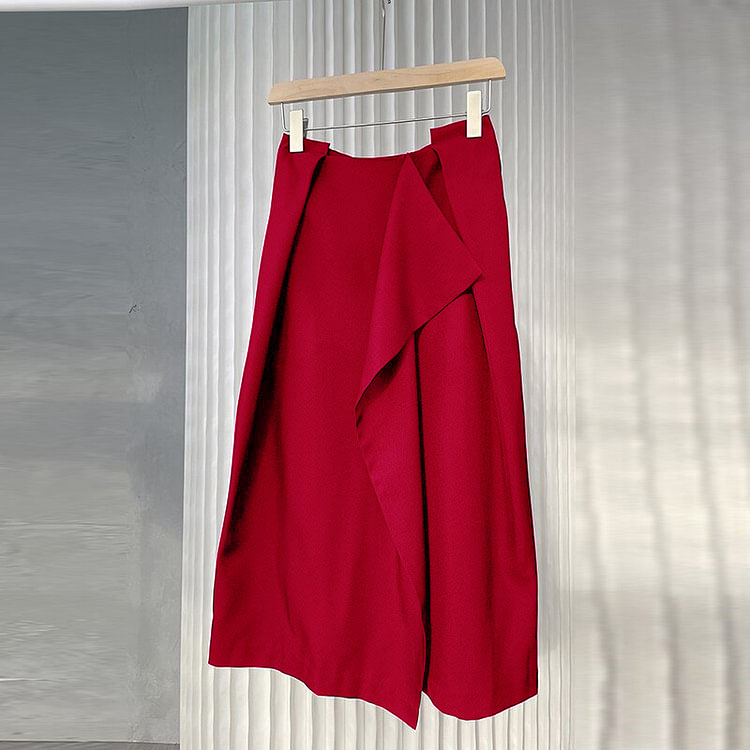 4.29modern Royal Blue Irregular Pleated Patchwork Skirt