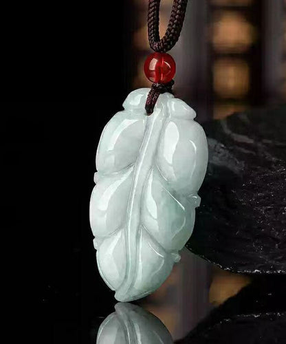 Cyan Jade Leaves Pendant Necklace