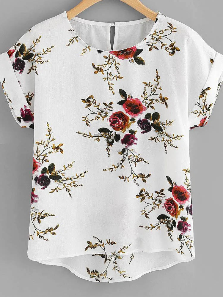 Summer Print Blouse Pullover O-neck Tee Tops Female ’s Short Sleeve Shirt Blusas Femininas Clothing