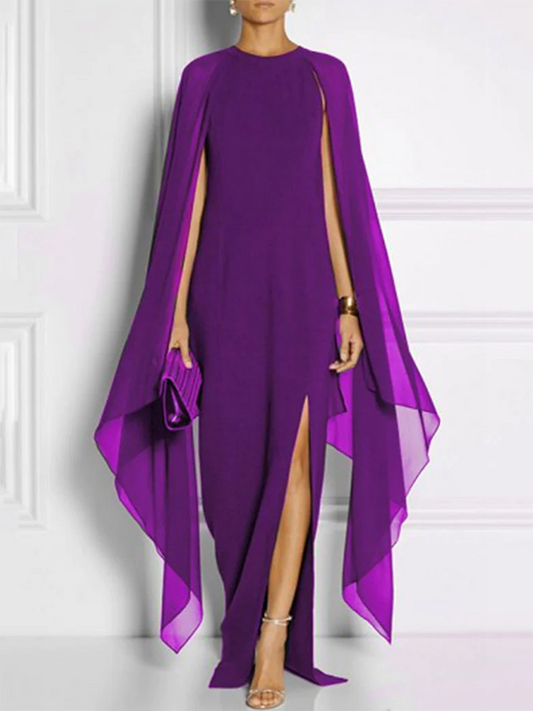 Loose Color Round-neck Maxi Dresses
