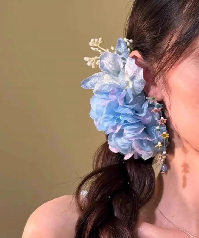 Handmade Blue Alloy Butterfly Pearl Hairpin