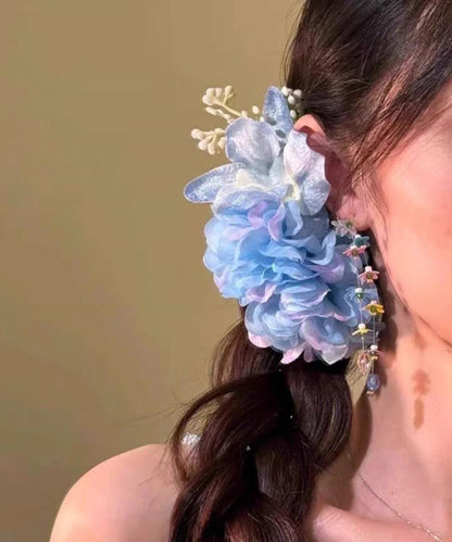 Handmade Blue Alloy Butterfly Pearl Hairpin