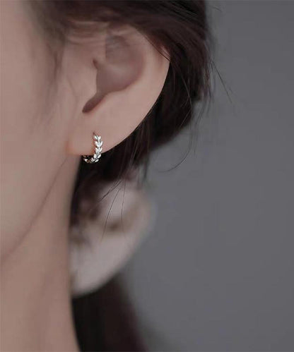 Silk Sterling Silver Ear of Wheat Hoop Earrings