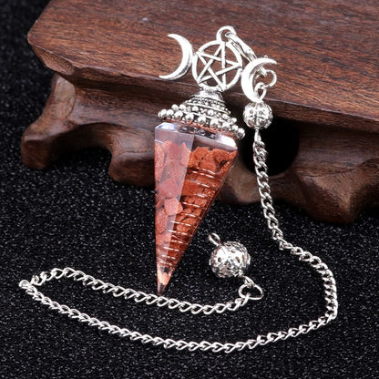 Triple Goddess Crystal Pendulum Necklace