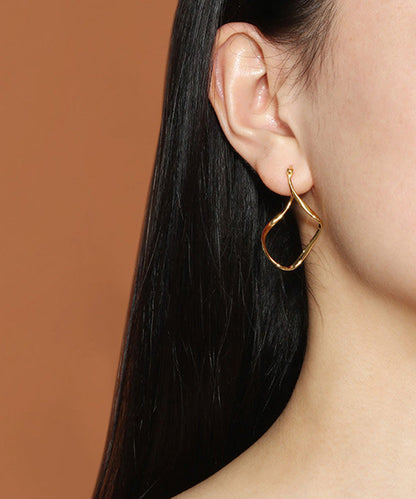 Gold Silver Bending Shape Hoop Earrings