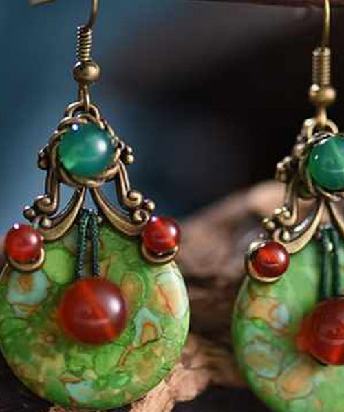Chinese Style Turquoise Decorative Drop Earrings