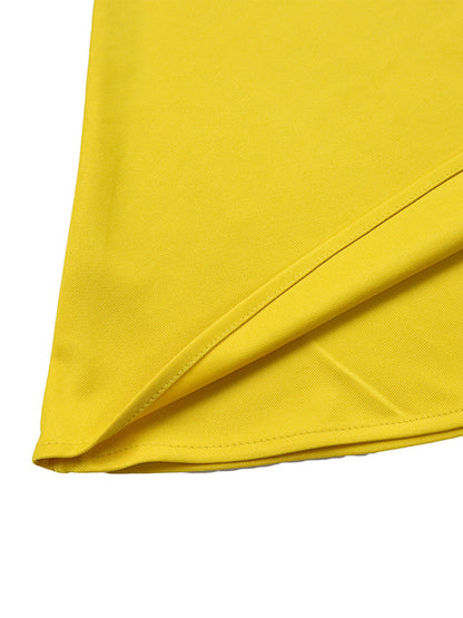 Irregular Clipping Belted Color Round-neck Midi Dresses