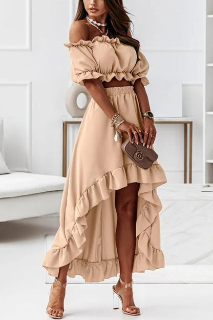 Off the Shoulder Midi Dress Suit