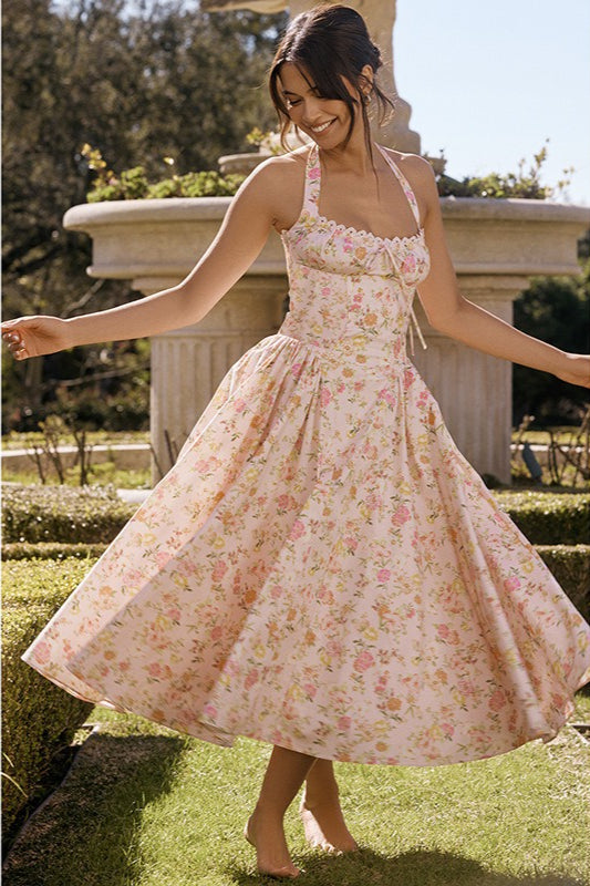 Print Halter Bodycon Maxi Dress