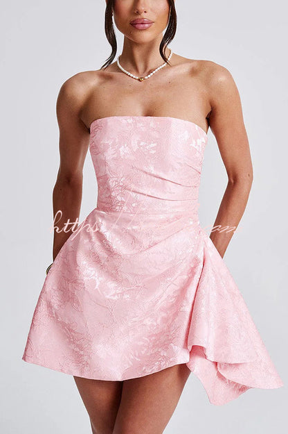 Jacquard Off-shoulder Backless Fitted Mini Dress
