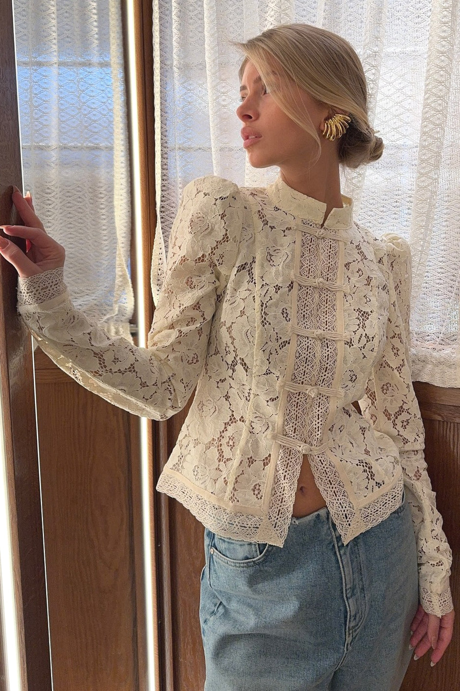 Lace Button Blouse
