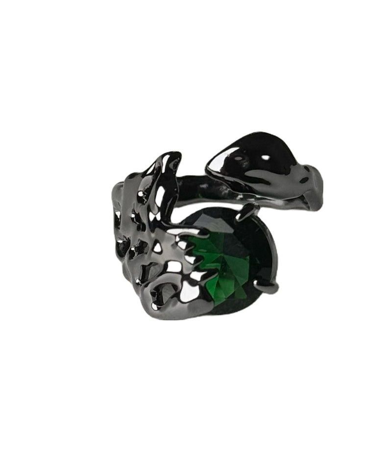 Retro Green Alloy Gem Stone Open Rings