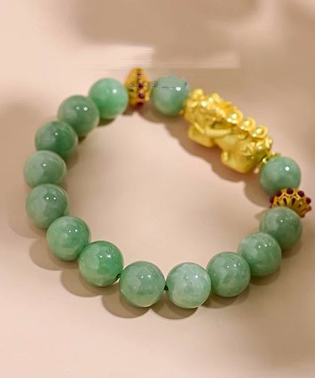 Green Overgild Jade a Mythical Wild Animal Bracelet