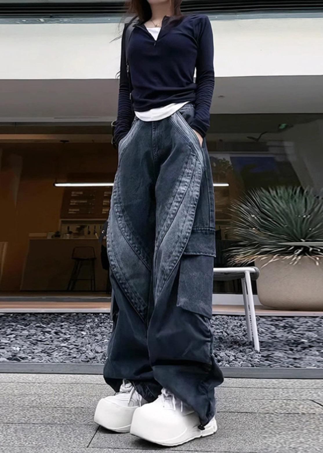 With Pants Black Denim Classy Spring Pockets Oversized