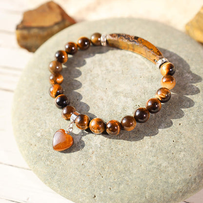 8mm Amethyst Healing Beads Love Heart Bracelet for Meditation