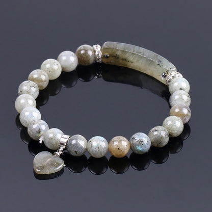 8mm Clear Quartz Love Heart Healing Bracelet for Balance
