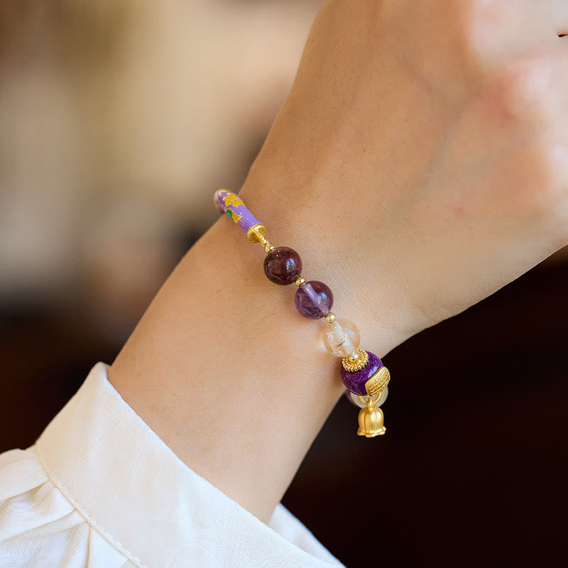 8mm Purple Phantom Jade Amethyst Bracelet for Wisdom