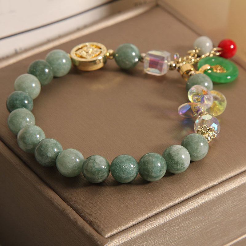 8mm Strawberry Quartz Jade Fu Character Healing Bracelet