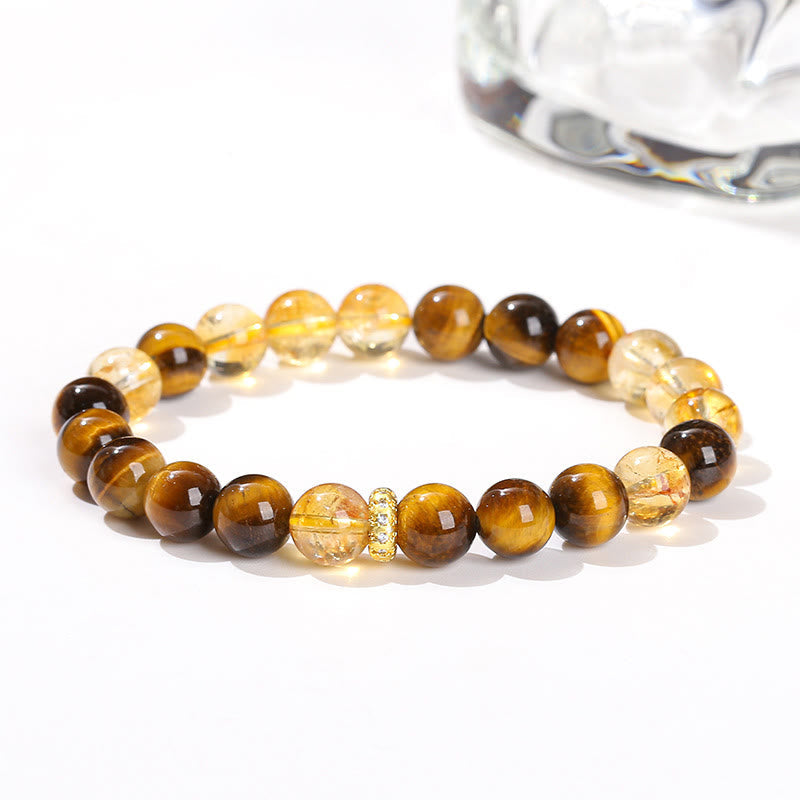 8mm Tiger Eye Citrine Strength Bracelet for