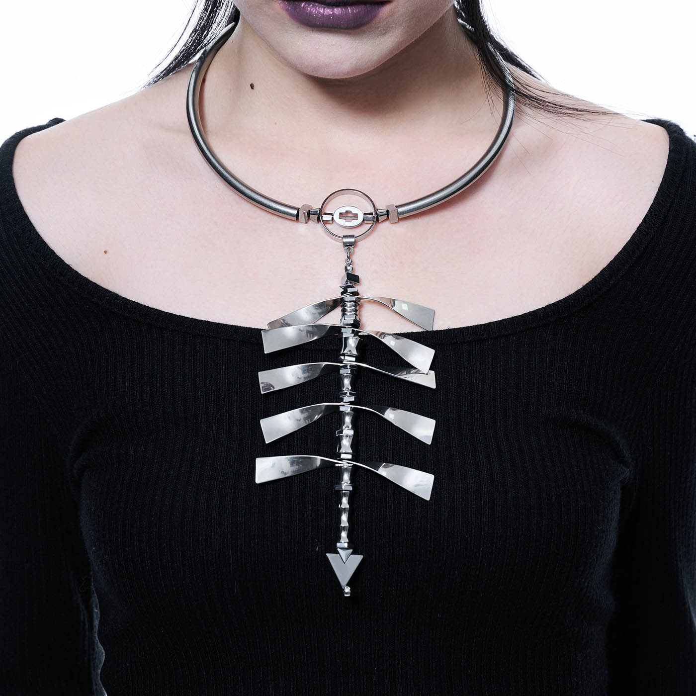 Chrome Spine Arrow Necklace