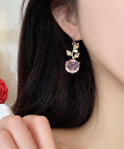 Diy Pink Overgild Acrylic Asymmeticar Drop Earrings