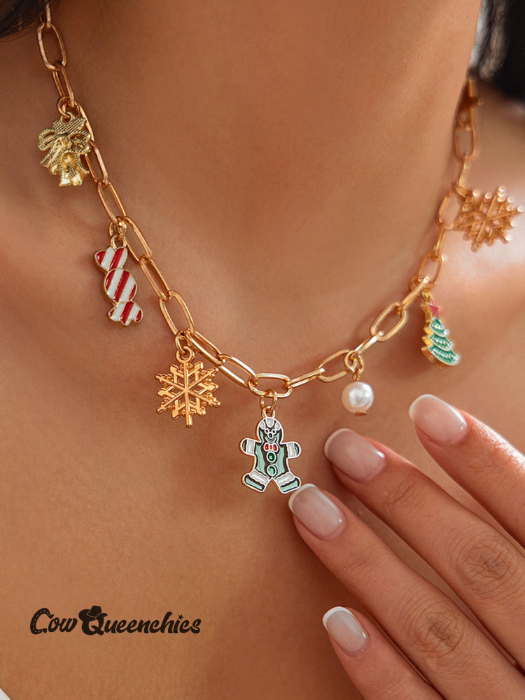 Christmas Tree Bell Snowflake Candy Necklace