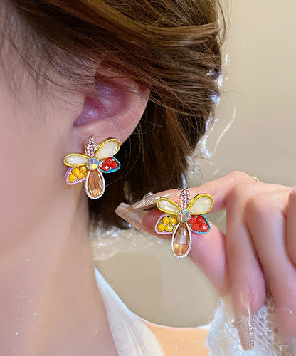 Modern Rainbow Alloy Acrylic Crystal Stud Earrings