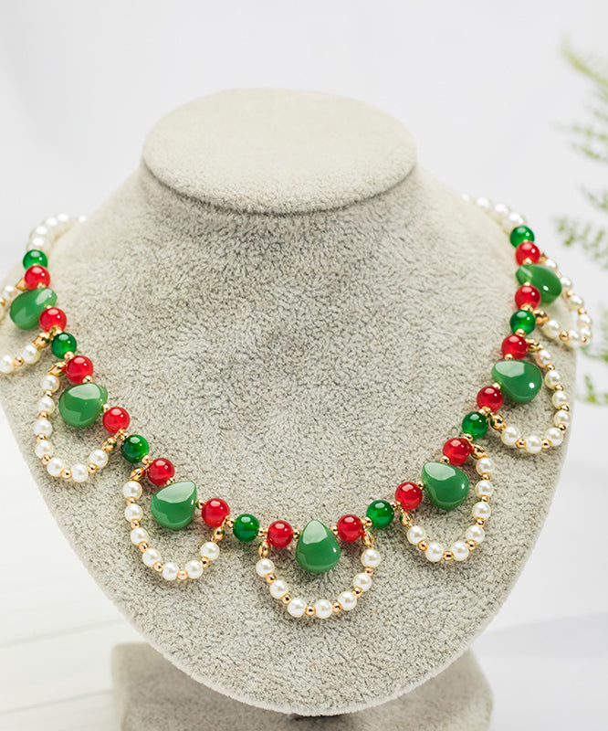 Multicolor Copper Alloy Pearl Beading Pendant Necklace