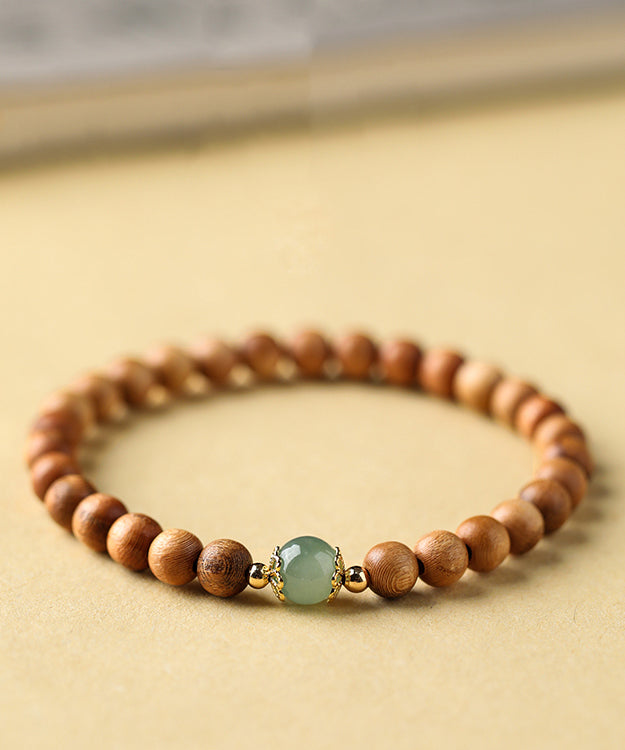 Yellow Jade Mahogany Beading Bracelet