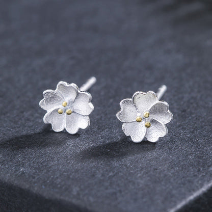 925 Sterling Silver Cherry Blossoms Calm Stud Spiritual Earrings