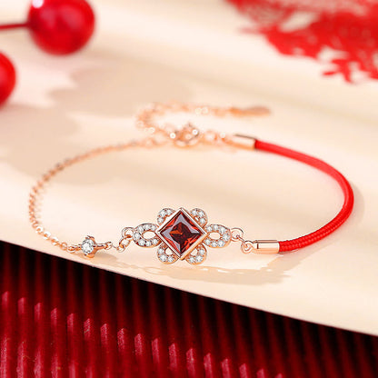925 Sterling Silver Red Zircon Spiritual Jewelry Set