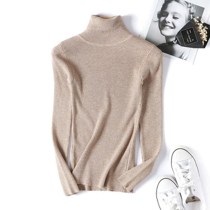 Turtleneck Sweater Long Sleeve Slim Fit Slimming Color Korean Fresh Knitted Bottoming Shirt