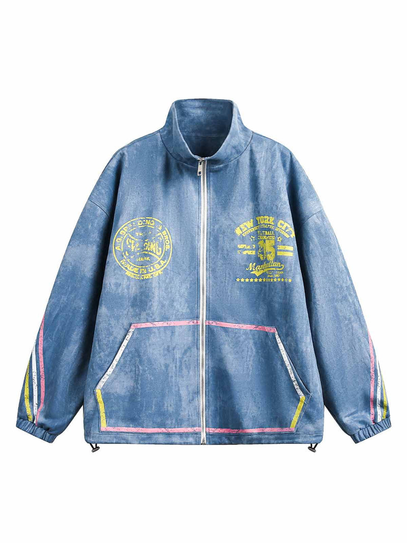 Two-tone Retro Suede Cardigan