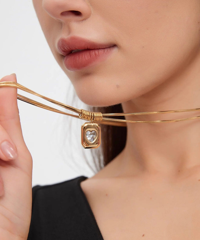 Classy Golden Zircon Tungsten Steel Lariat Necklace