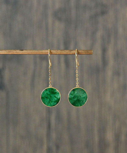 Art Green 18k Gold Jadeite Drop Earrings