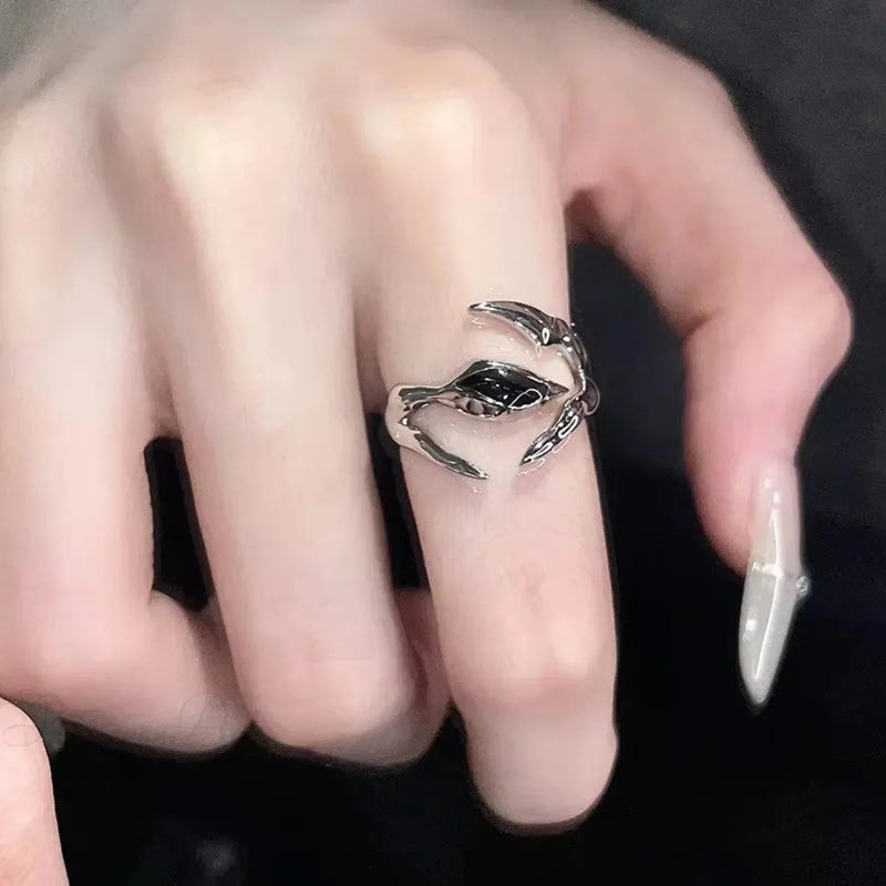 Dark Black Cross Star Ring