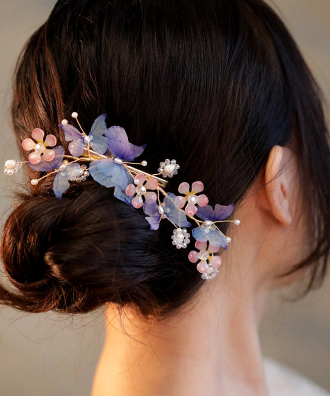 Colorblock Sterling Silver Overgild Pearl Butterfly Hairpin