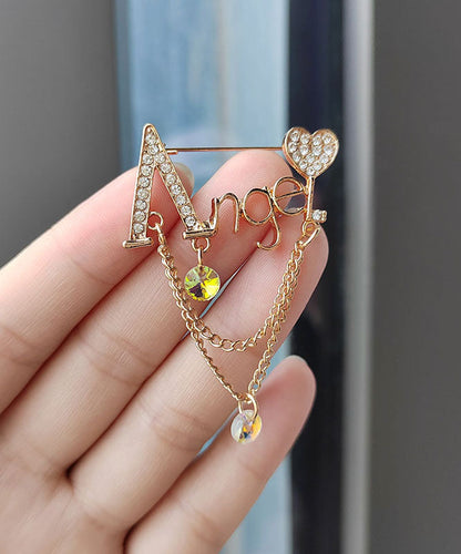 Alloy Inlaid Graphic Zircon Chain Tassel Brooches