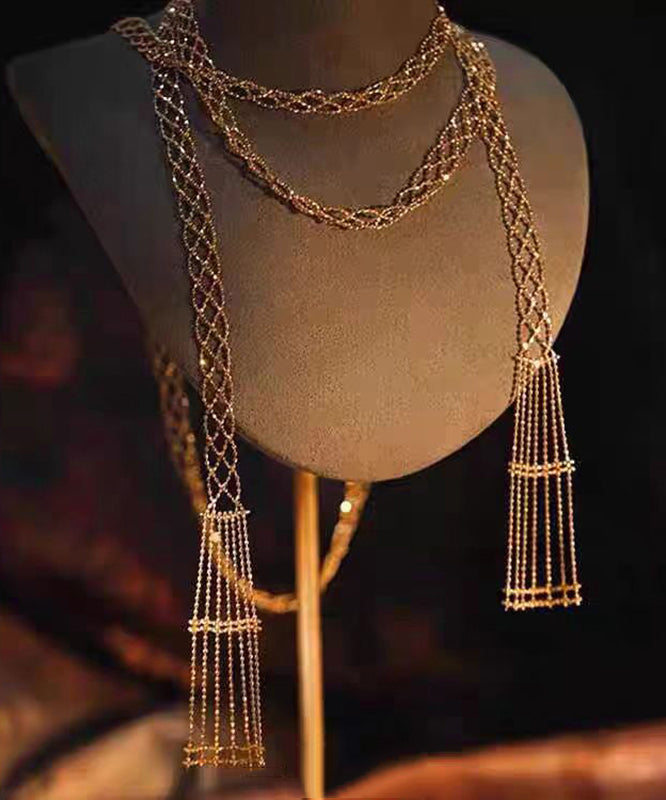 Gold Sterling Silver Overgild Chain Hollow Out Necklace