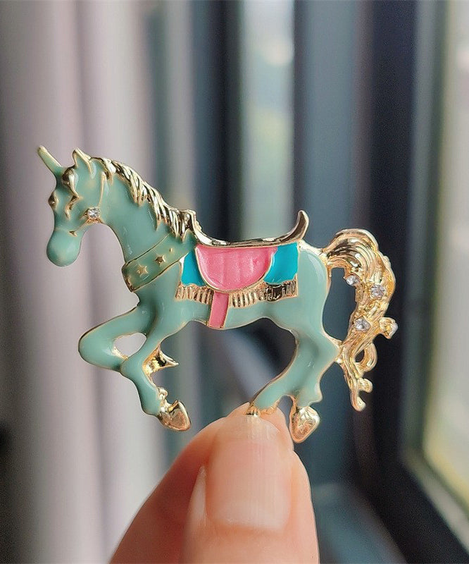 Green Copper Overgild Enamel Win Instant Success Brooches
