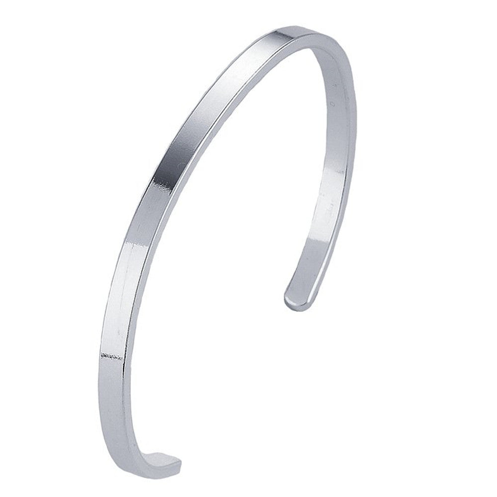 Sterling Silver 4mm Classic Flat Cuff Bracelet